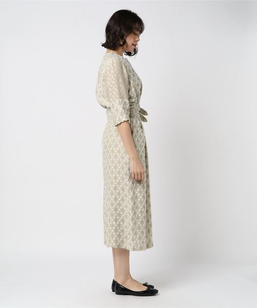 2way Cut Fringe Jacquard Maxidresses/2WAYカットフリンジ