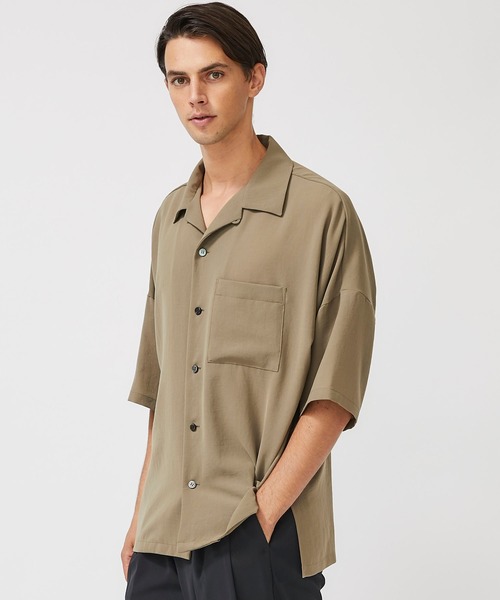 ATTACHMENT（アタッチメント）の「【KAZUYUKI KUMAGAI】EX.サバンナポプリンドロップショルダーSH S/S / KS01-048（シャツ/ブラウス・メンズ・ブラック/カーキ・2/3/1）」の6枚目の写真