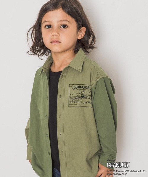 Vintage PEANUTS（ビンテージピーナッツ）の「【PEANUTS×BAYFLOW】ワイドシャツ(KIDS)（シャツ/ブラウス・キッズ・カーキ/サックスブルー・MEDIUM/LARGE/X-LARGE/XX-LARGE）」の2枚目の写真