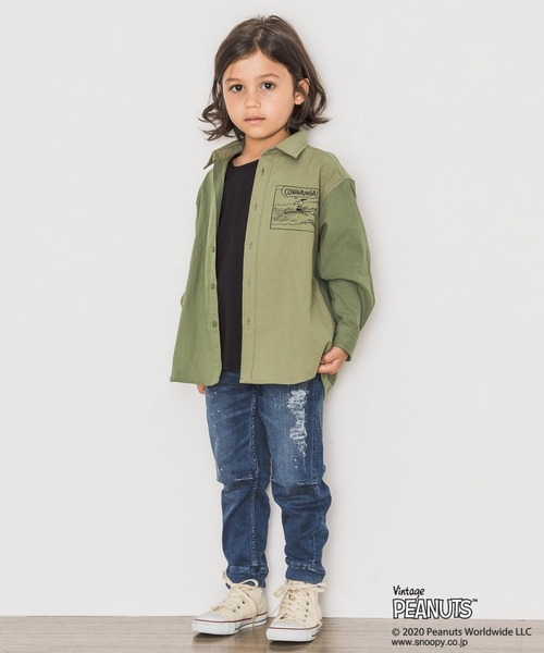Vintage PEANUTS（ビンテージピーナッツ）の「【PEANUTS×BAYFLOW】ワイドシャツ(KIDS)（シャツ/ブラウス・キッズ・カーキ/サックスブルー・MEDIUM/LARGE/X-LARGE/XX-LARGE）」の13枚目の写真