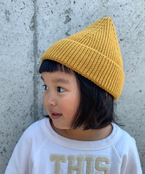 GRIN BUDDY(グリンバディ)の「【GRIN BUDDY / グリンバディ】キッズとんがりニットキャップ / Triangle Knit Watch(ニットキャップ/ビーニー・キッズ・マスタード/ブラック/ピンク/ブルー・53cm)」の4枚目の写真