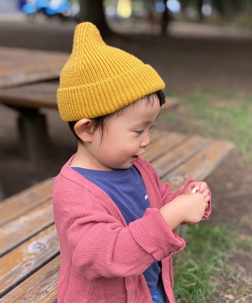 GRIN BUDDY(グリンバディ)の「【GRIN BUDDY / グリンバディ】キッズとんがりニットキャップ / Triangle Knit Watch(ニットキャップ/ビーニー・キッズ・マスタード/ブラック/ピンク/ブルー・53cm)」の7枚目の写真