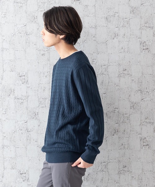 JEANS MATE(ジーンズメイト)の「ケーブルニットアンサンブル アンサンブルアイテム ロンTセットアップ(ニット/セーター・メンズ・チャコールグレー/ワイン/ブルー系その他/ホワイト・MEDIUM/LARGE/X-LARGE)」の10枚目の写真