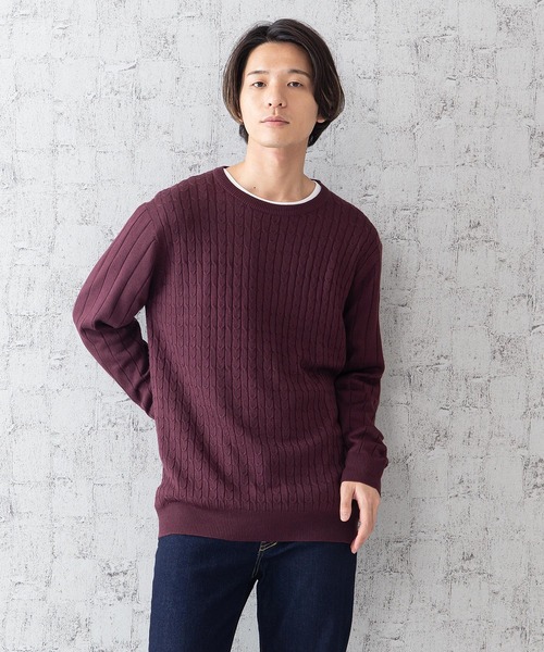 JEANS MATE(ジーンズメイト)の「ケーブルニットアンサンブル アンサンブルアイテム ロンTセットアップ(ニット/セーター・メンズ・チャコールグレー/ワイン/ブルー系その他/ホワイト・MEDIUM/LARGE/X-LARGE)」の12枚目の写真