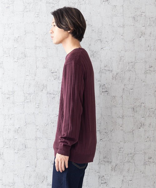 JEANS MATE(ジーンズメイト)の「ケーブルニットアンサンブル アンサンブルアイテム ロンTセットアップ(ニット/セーター・メンズ・チャコールグレー/ワイン/ブルー系その他/ホワイト・MEDIUM/LARGE/X-LARGE)」の13枚目の写真