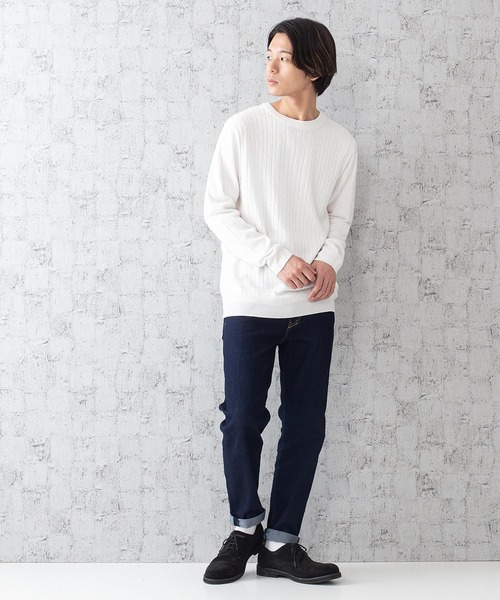JEANS MATE(ジーンズメイト)の「ケーブルニットアンサンブル アンサンブルアイテム ロンTセットアップ(ニット/セーター・メンズ・チャコールグレー/ワイン/ブルー系その他/ホワイト・MEDIUM/LARGE/X-LARGE)」の19枚目の写真