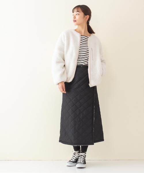 OUTDOOR PRODUCTS(アウトドアプロダクツ)の「【OUTDOOR PRODUCTS】中綿リバーシブルブルゾン ボア素材 モコモコ オーバーサイズ/ビッグシルエット リバーシブル(ブルゾン・レディース・カーキ/アイボリー/ライトベージュ・MEDIUM/LARGE)」の5枚目の写真