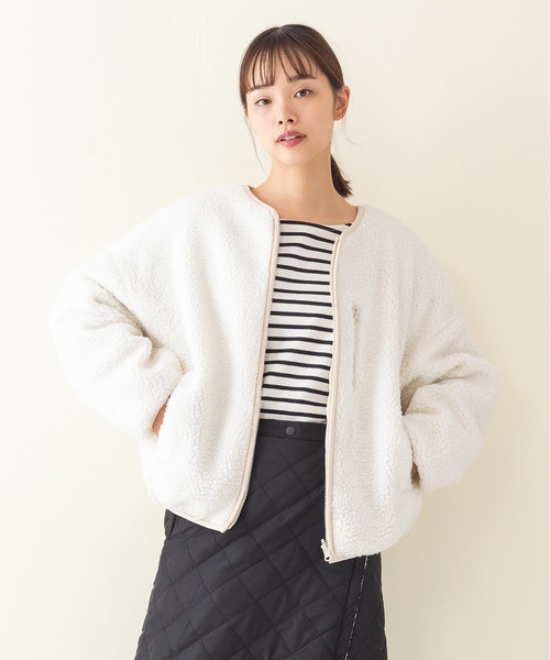 OUTDOOR PRODUCTS(アウトドアプロダクツ)の「【OUTDOOR PRODUCTS】中綿リバーシブルブルゾン ボア素材 モコモコ オーバーサイズ/ビッグシルエット リバーシブル(ブルゾン・レディース・カーキ/アイボリー/ライトベージュ・MEDIUM/LARGE)」の7枚目の写真