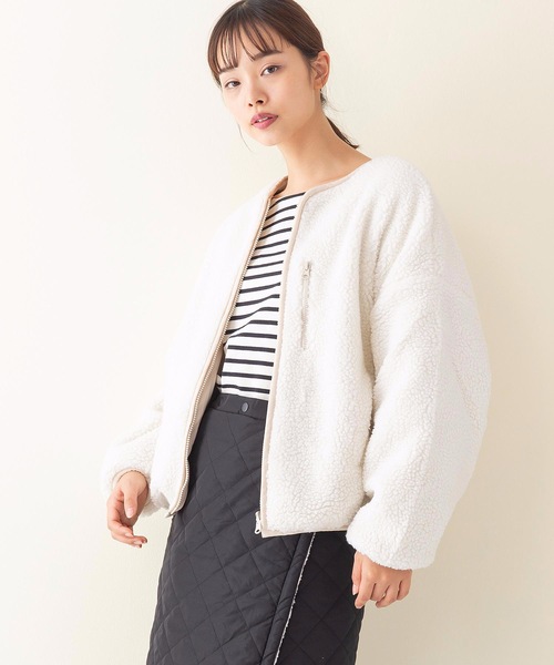 OUTDOOR PRODUCTS(アウトドアプロダクツ)の「【OUTDOOR PRODUCTS】中綿リバーシブルブルゾン ボア素材 モコモコ オーバーサイズ/ビッグシルエット リバーシブル(ブルゾン・レディース・カーキ/アイボリー/ライトベージュ・MEDIUM/LARGE)」の8枚目の写真