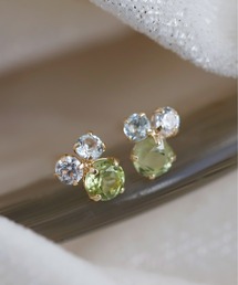 天然石とジルコニアのピアス[K10]