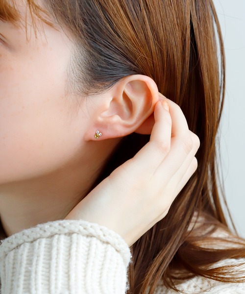 ANEMONE（アネモネ）の「天然石とジルコニアのピアス[K10]（ピアス（両耳用）・レディース・ライトグリーン・FREE）」の6枚目の写真
