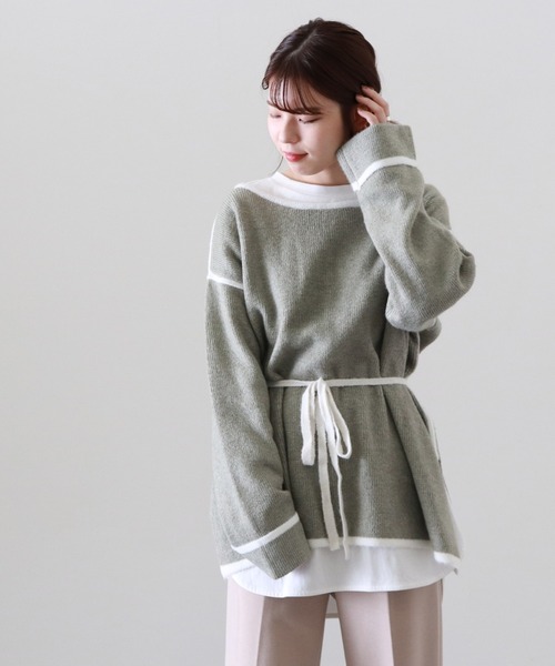 Cheek（チーク）の「配色起毛ニット（ニット/セーター・レディース・ベージュ/モカ/ミント・MEDIUM）」の3枚目の写真