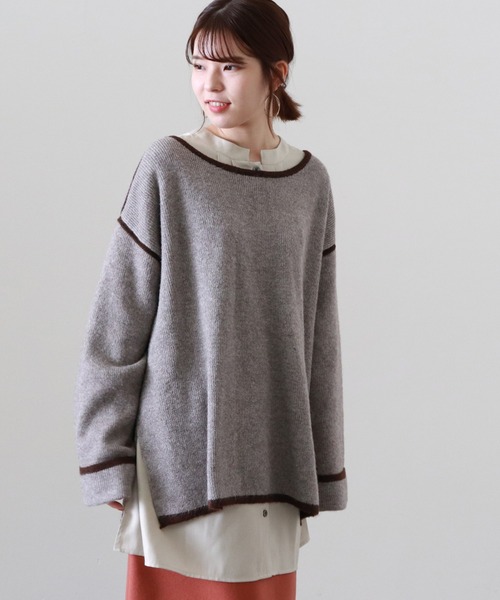 Cheek（チーク）の「配色起毛ニット（ニット/セーター・レディース・ベージュ/モカ/ミント・MEDIUM）」の2枚目の写真