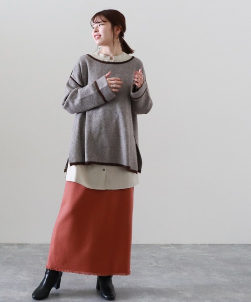 Cheek（チーク）の「配色起毛ニット（ニット/セーター・レディース・ベージュ/モカ/ミント・MEDIUM）」の5枚目の写真