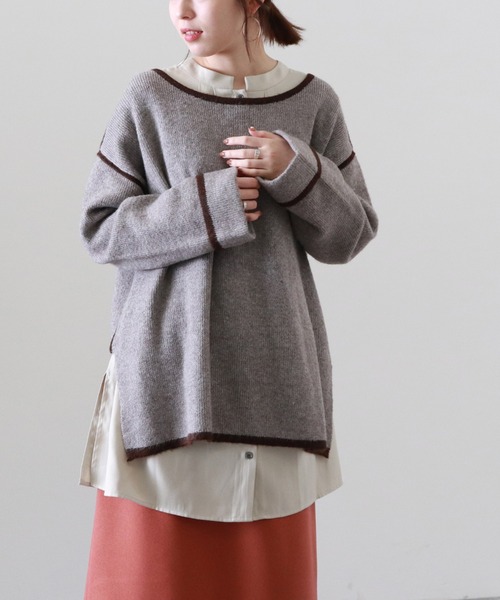 Cheek（チーク）の「配色起毛ニット（ニット/セーター・レディース・ベージュ/モカ/ミント・MEDIUM）」の7枚目の写真