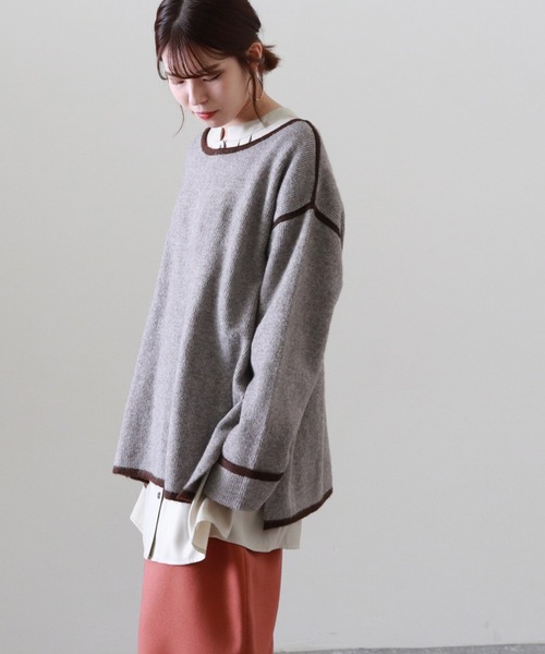 Cheek（チーク）の「配色起毛ニット（ニット/セーター・レディース・ベージュ/モカ/ミント・MEDIUM）」の8枚目の写真