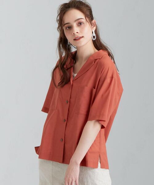 green label relaxing(グリーンレーベルリラクシング)の「SC オープンカラー ショートスリーブ シャツ(シャツ/ブラウス・レディース・レッド/ケリー・FREE)」の2枚目の写真