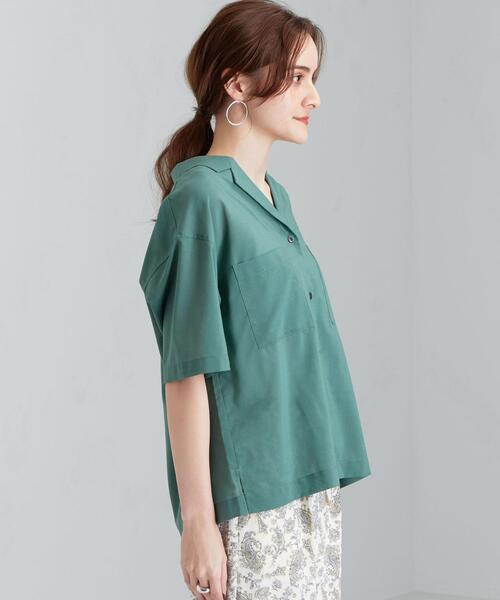 green label relaxing(グリーンレーベルリラクシング)の「SC オープンカラー ショートスリーブ シャツ(シャツ/ブラウス・レディース・レッド/ケリー・FREE)」の4枚目の写真