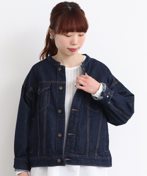 mat quotidien（マトコテディアン）の「デニムスタンドブルゾン②（ブルゾン・レディース・ネイビー/アイボリー・FREE）」の2枚目の写真