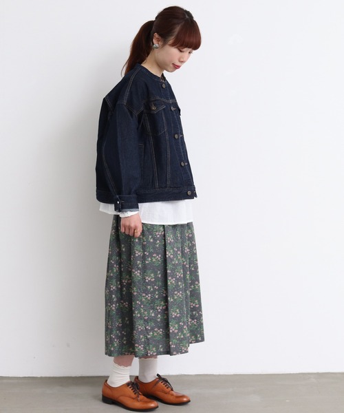 mat quotidien（マトコテディアン）の「デニムスタンドブルゾン②（ブルゾン・レディース・ネイビー/アイボリー・FREE）」の20枚目の写真