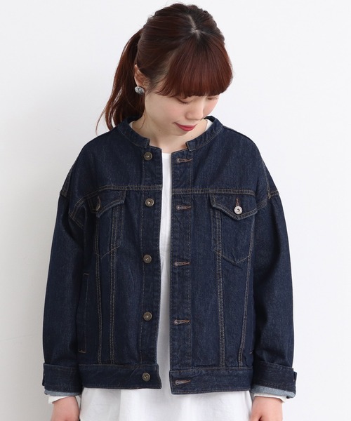 mat quotidien（マトコテディアン）の「デニムスタンドブルゾン②（ブルゾン・レディース・ネイビー/アイボリー・FREE）」の14枚目の写真