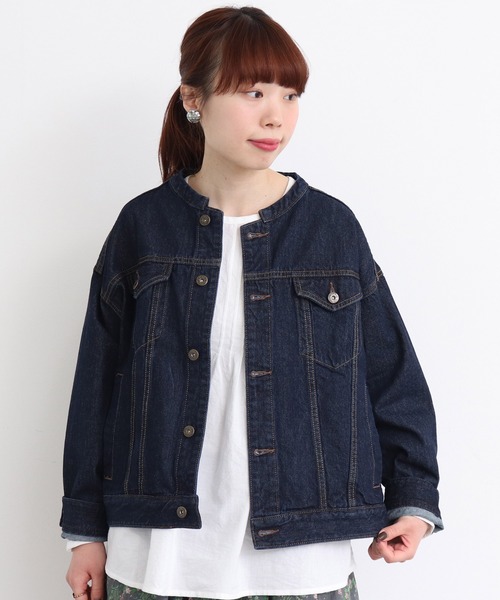 mat quotidien（マトコテディアン）の「デニムスタンドブルゾン②（ブルゾン・レディース・ネイビー/アイボリー・FREE）」の21枚目の写真