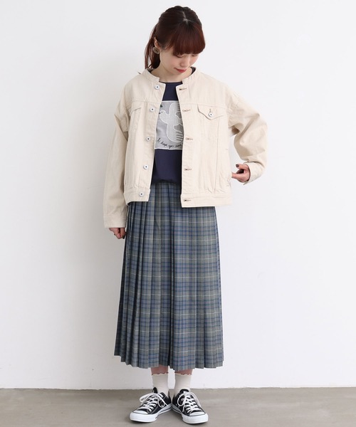 mat quotidien（マトコテディアン）の「デニムスタンドブルゾン②（ブルゾン・レディース・ネイビー/アイボリー・FREE）」の3枚目の写真