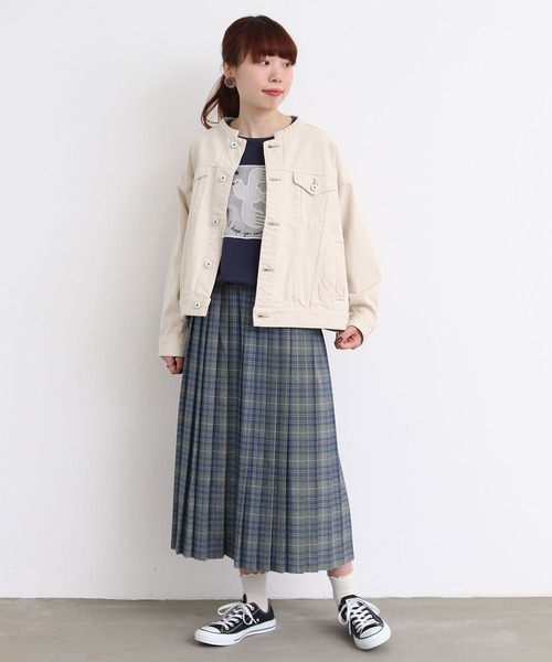 mat quotidien（マトコテディアン）の「デニムスタンドブルゾン②（ブルゾン・レディース・ネイビー/アイボリー・FREE）」の5枚目の写真