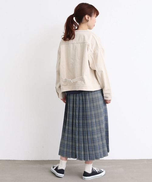 mat quotidien（マトコテディアン）の「デニムスタンドブルゾン②（ブルゾン・レディース・ネイビー/アイボリー・FREE）」の7枚目の写真