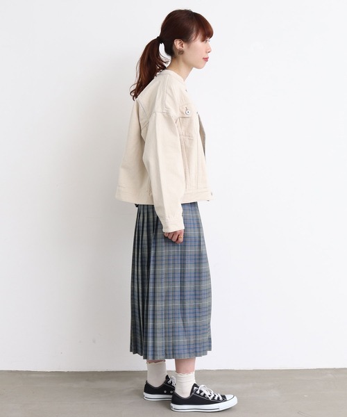 mat quotidien（マトコテディアン）の「デニムスタンドブルゾン②（ブルゾン・レディース・ネイビー/アイボリー・FREE）」の9枚目の写真