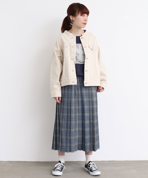 mat quotidien（マトコテディアン）の「デニムスタンドブルゾン②（ブルゾン・レディース・ネイビー/アイボリー・FREE）」の12枚目の写真