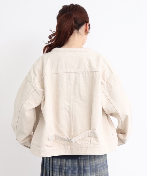 mat quotidien（マトコテディアン）の「デニムスタンドブルゾン②（ブルゾン・レディース・ネイビー/アイボリー・FREE）」の6枚目の写真