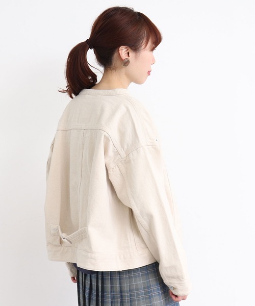 mat quotidien（マトコテディアン）の「デニムスタンドブルゾン②（ブルゾン・レディース・ネイビー/アイボリー・FREE）」の8枚目の写真