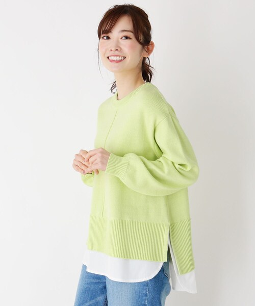 pink adobe（ピンクアドベ）の「◆【M-L】レイヤード見えニット（ニット/セーター・レディース・レモンイエロー/オフホワイト/ライトグレー/ライトブルー・40/38）」の4枚目の写真