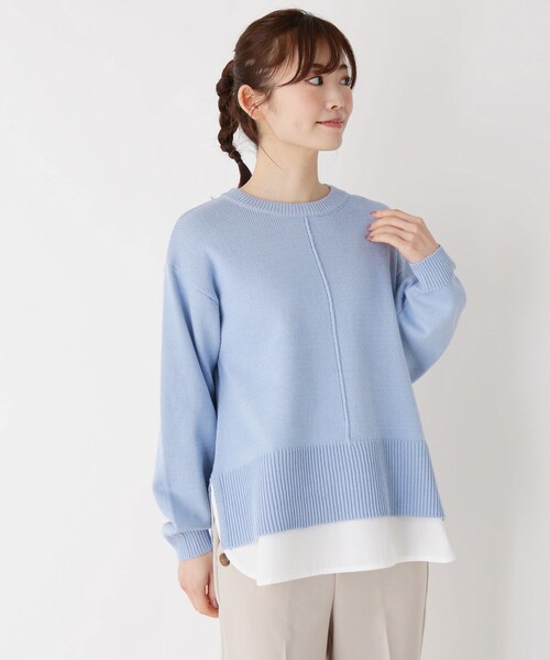 pink adobe（ピンクアドベ）の「◆【M-L】レイヤード見えニット（ニット/セーター・レディース・レモンイエロー/オフホワイト/ライトグレー/ライトブルー・40/38）」の3枚目の写真