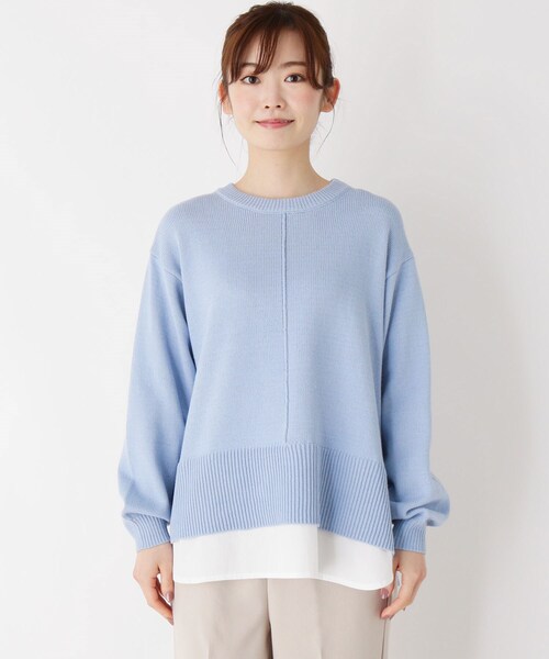 pink adobe（ピンクアドベ）の「◆【M-L】レイヤード見えニット（ニット/セーター・レディース・レモンイエロー/オフホワイト/ライトグレー/ライトブルー・40/38）」の7枚目の写真