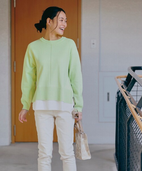 pink adobe（ピンクアドベ）の「◆【M-L】レイヤード見えニット（ニット/セーター・レディース・レモンイエロー/オフホワイト/ライトグレー/ライトブルー・40/38）」の10枚目の写真