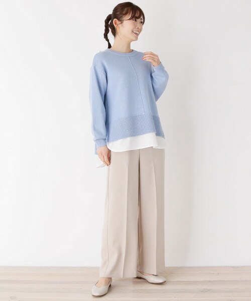 pink adobe（ピンクアドベ）の「◆【M-L】レイヤード見えニット（ニット/セーター・レディース・レモンイエロー/オフホワイト/ライトグレー/ライトブルー・40/38）」の13枚目の写真