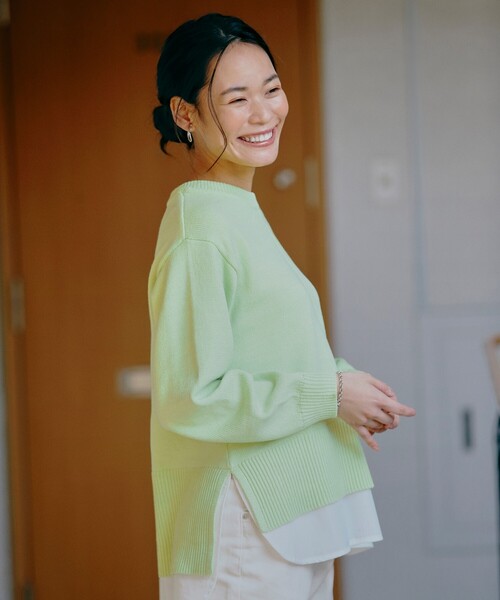 pink adobe（ピンクアドベ）の「◆【M-L】レイヤード見えニット（ニット/セーター・レディース・レモンイエロー/オフホワイト/ライトグレー/ライトブルー・40/38）」の14枚目の写真