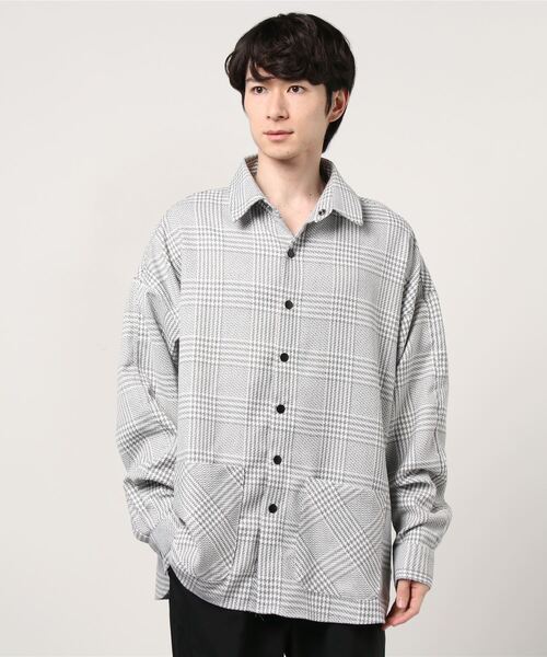 LUSOR（ルーソル）の「LUSOR（ルーソル）ポケットチェックシャツ（シャツ/ブラウス・メンズ・ブラック/グレー・FREE）」の5枚目の写真