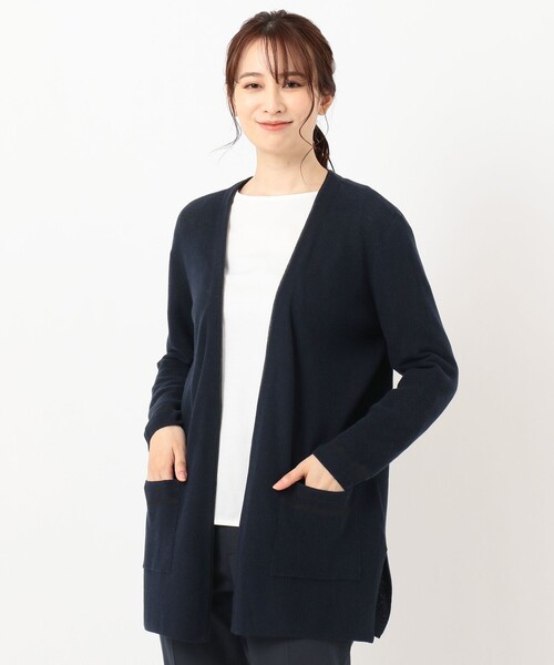 J.PRESS(ジェイプレス)の「【洗える】片畦Vネック ロングカーディガン(カーディガン/ボレロ・レディース・ライトグレー系/ネイビー系/ベージュ系・F)」の6枚目の写真