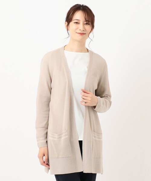 J.PRESS(ジェイプレス)の「【洗える】片畦Vネック ロングカーディガン(カーディガン/ボレロ・レディース・ライトグレー系/ネイビー系/ベージュ系・F)」の7枚目の写真
