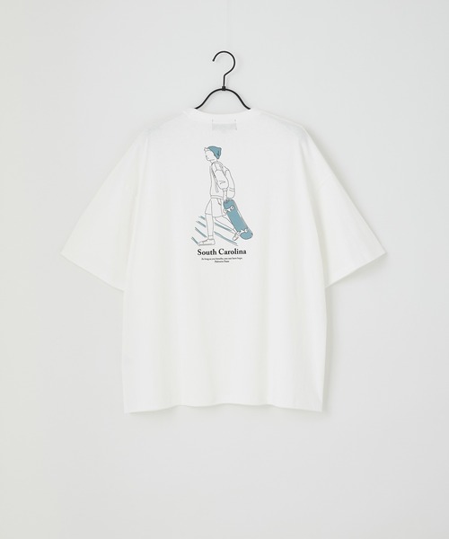 Craft Nicholson（クラフトニコルソン）の「ビッグシルエット線画イラストデザインアソート半袖カットソー（Tシャツ/カットソー・メンズ・ホワイト系その他/ブラック系その他/ベージュ系その他/グリーン系その他/ブルー系その他/ホワイト系その他2/ブラック系その他2/ベージュ系その他2・M/L）」の2枚目の写真