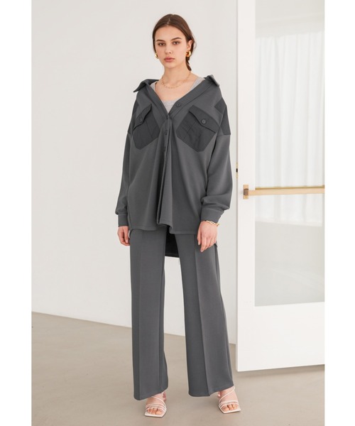 ALEXIA STAM（アリシアスタン）の「Contrast Center Crease Pants/コントラストセンタークリースパンツ（その他パンツ・レディース・チャコールグレー/ベージュ・S/M）」の8枚目の写真