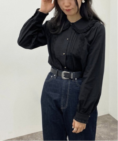 apres jour mignon(アプレジュールミニョン)の「コットンレースフリルブラウス【ZOZOTOWN限定アイテム】(シャツ/ブラウス・レディース・ブラック/オフホワイト/モカ・X-LARGE/フリー)」の3枚目の写真