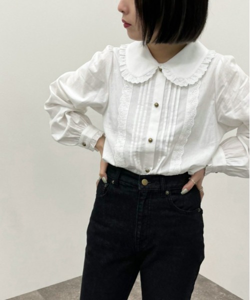 apres jour mignon(アプレジュールミニョン)の「コットンレースフリルブラウス【ZOZOTOWN限定アイテム】(シャツ/ブラウス・レディース・ブラック/オフホワイト/モカ・X-LARGE/フリー)」の4枚目の写真