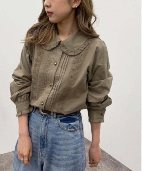 apres jour mignon(アプレジュールミニョン)の「コットンレースフリルブラウス【ZOZOTOWN限定アイテム】(シャツ/ブラウス・レディース・ブラック/オフホワイト/モカ・X-LARGE/フリー)」の17枚目の写真