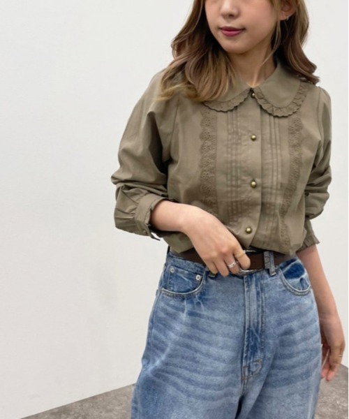 apres jour mignon(アプレジュールミニョン)の「コットンレースフリルブラウス【ZOZOTOWN限定アイテム】(シャツ/ブラウス・レディース・ブラック/オフホワイト/モカ・X-LARGE/フリー)」の18枚目の写真