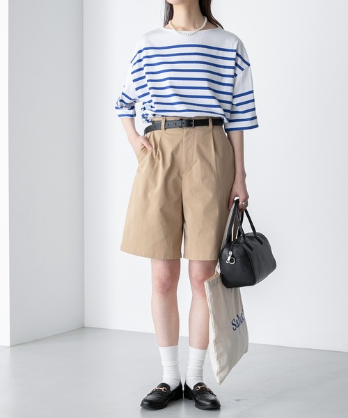 BONLECILL（ボンルシール）の「パネルボーダー ボートネックカットソー 半袖Tシャツ（Tシャツ/カットソー・レディース・ブラック/ブラウン/ブルー/グリーン/イエロー/ピンク/オレンジ系・FREE）」の21枚目の写真