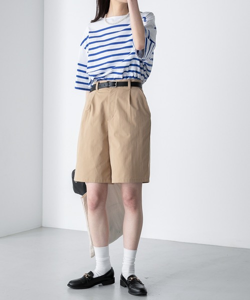 BONLECILL（ボンルシール）の「パネルボーダー ボートネックカットソー 半袖Tシャツ（Tシャツ/カットソー・レディース・ブラック/ブラウン/ブルー/グリーン/イエロー/ピンク/オレンジ系・FREE）」の22枚目の写真